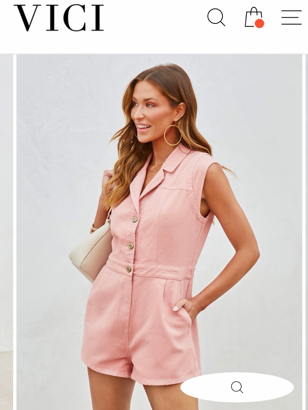 Vici Blush Pink Sleeveless Notch-Collar Romper
